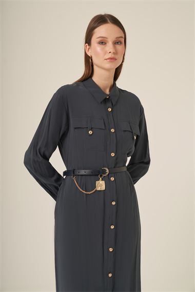 FTZ Women Kadın Modal Elbise  Füme 31016