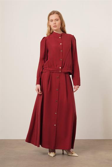 FTZ Women Kadın Modal Etekli Takım  Bordo 31174