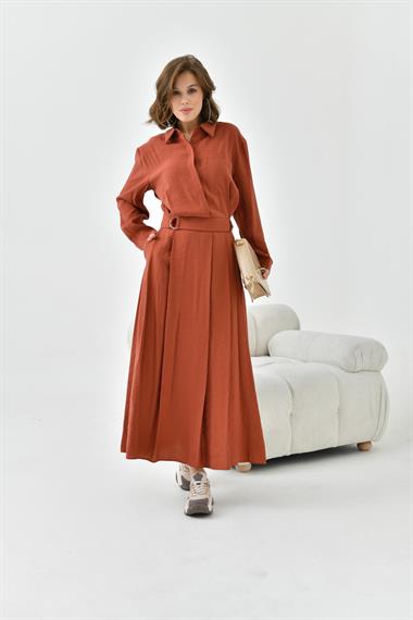 FTZ Women Kadın Modal Etekli Takım  Kiremit 30714