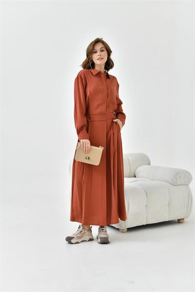 FTZ Women Kadın Modal Etekli Takım  Kiremit 30714