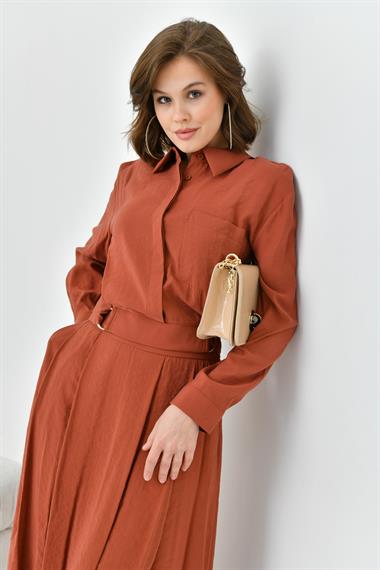 FTZ Women Kadın Modal Etekli Takım  Kiremit 30714