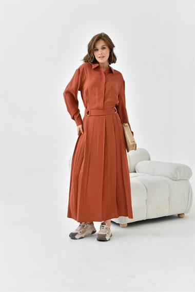 FTZ Women Kadın Modal Etekli Takım  Kiremit 30714