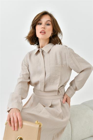 FTZ Women Kadın Modal Etekli Takım  Taş 30714