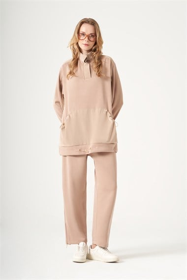 FTZ Women Kadın Modal Fermuar Detay Takım  Camel 31531