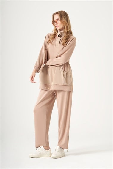 FTZ Women Kadın Modal Fermuar Detay Takım  Camel 31531