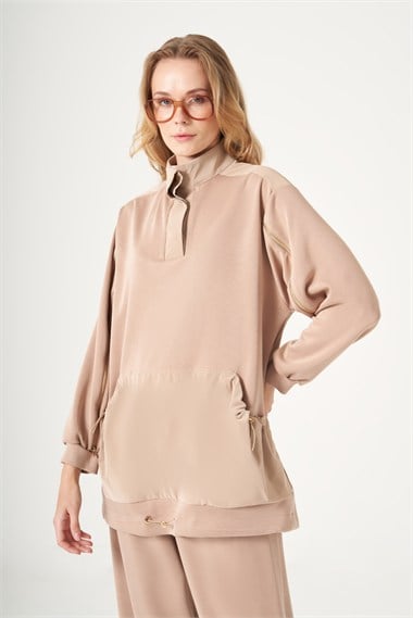 FTZ Women Kadın Modal Fermuar Detay Takım  Camel 31531