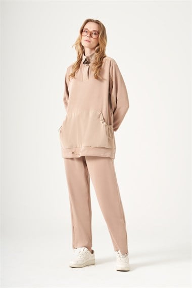 FTZ Women Kadın Modal Fermuar Detay Takım  Camel 31531
