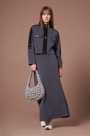 FTZ Women Kadın Modal Etekli Takım  Füme 31290