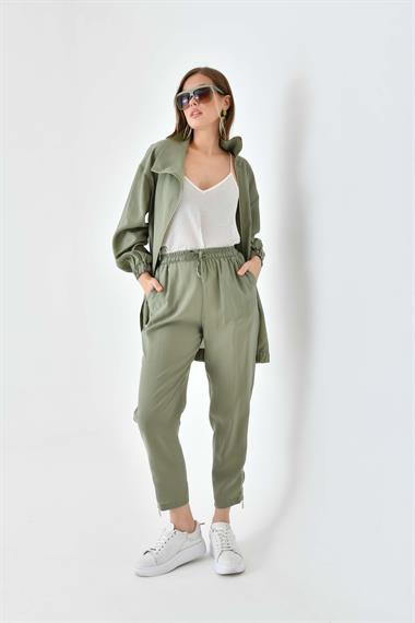 FTZ Women Kadın Modal Pantolonlu Takım  Haki 30716