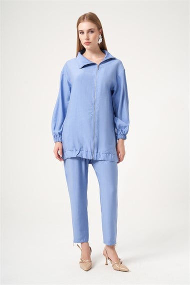 FTZ Women Kadın Modal Pantolonlu Takım  Mavi 30716