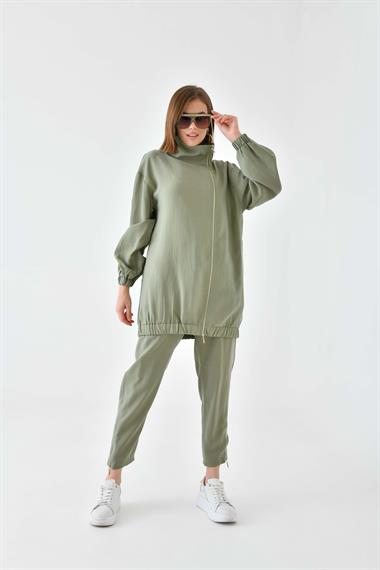 FTZ Women Kadın Modal Pantolonlu Takım  Haki 30716