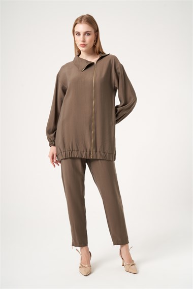 FTZ Women Kadın Modal Pantolonlu Takım  Nut 30716