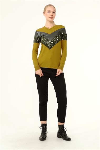 FTZ Women Kadın Ön Baskı Detaylı Kazak  Oriw 21-1330