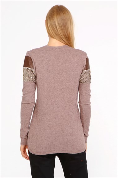 FTZ Women Kadın Ön Baskı Detaylı Kazak  Beige 21-1330