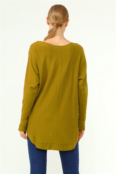 FTZ Women Kadın Ön İşlemeli Owersize Kazak  Oriw 21-1290