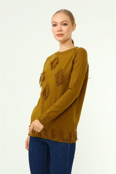 FTZ Women Kadın Ön Püskül Detaylı Kazak  Oriw 21-1314