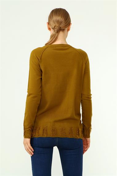 FTZ Women Kadın Ön Püskül Detaylı Kazak  Oriw 21-1314