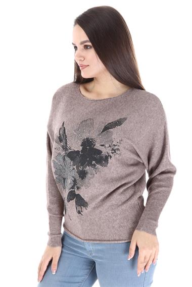 FTZ Women Kadın Önü Baskı Detay Triko  Beige 21-1340