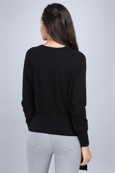 FTZ Women Kadın Önü İncili Bluz  Siyah 20-570