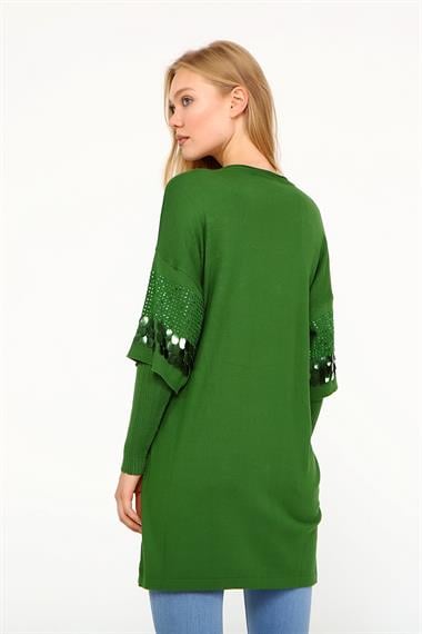 FTZ Women Kadın Önü Pul Detaylı Tunik  Yeşil 21-1073