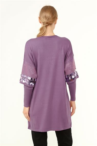 FTZ Women Kadın Önü Pul Detaylı Tunik  Lila 21-1073