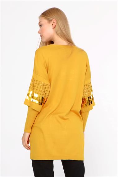 FTZ Women Kadın Önü Pul Detaylı Tunik  Safran 21-1073