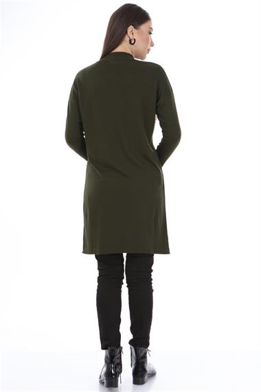 FTZ Women Kadın Önü Pul Payet Triko  Haki 21-1238