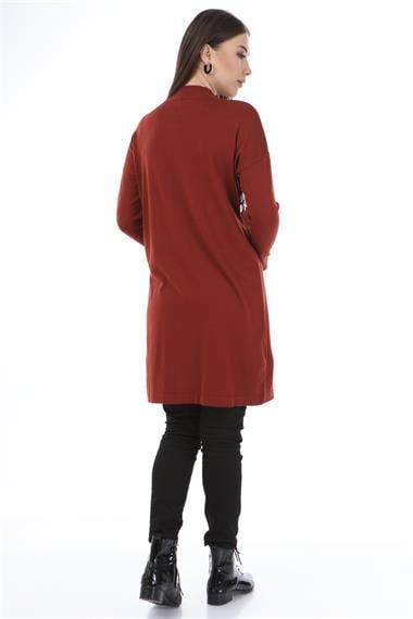 FTZ Women Kadın Önü Pul Payet Triko  Kiremit 21-1238