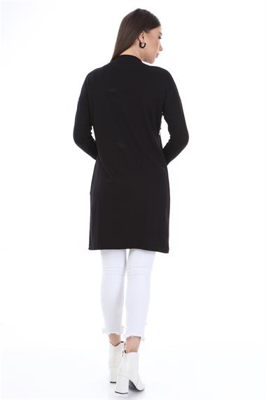 FTZ Women Kadın Önü Pul Payet Triko  Siyah 21-1238