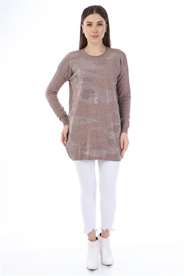FTZ Women Kadın Önü Taş Detay Triko  Beige 21-1047