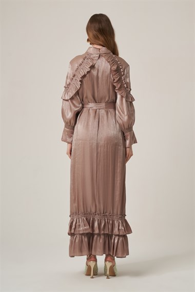FTZ Women Kadın Organze Elbise  Beige 31363