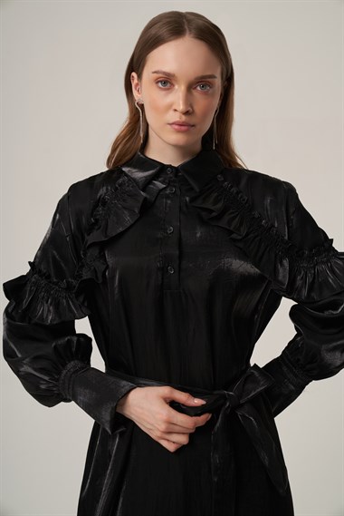 FTZ Women Kadın Organze Elbise  Siyah 31363