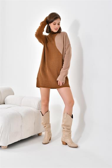 FTZ Women Kadın Oval Detaylı Tunik  Taba 20567