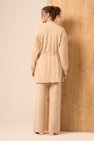 FTZ Women Kadın  Kürk detay Takım  Beige 31221