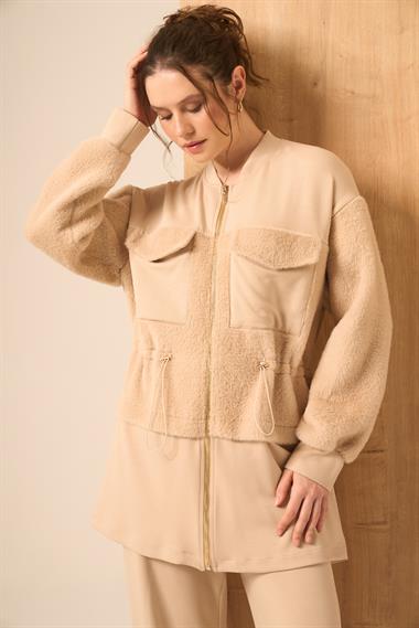 FTZ Women Kadın  Kürk detay Takım  Beige 31221
