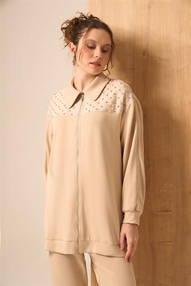 FTZ Women Kadın Taşlı Takım  Beige 30938
