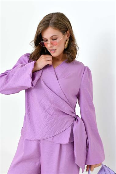 FTZ Women Kadın Pantolonlu Simli Takım  Lila 30863