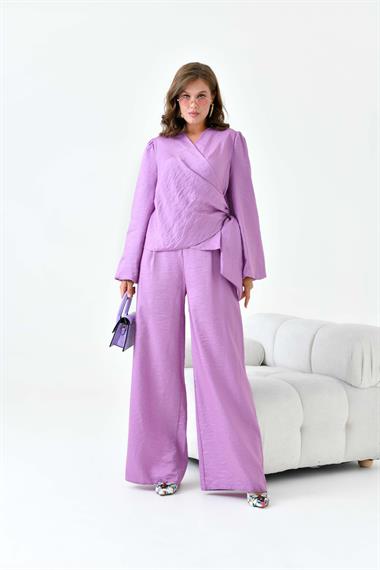 FTZ Women Kadın Pantolonlu Simli Takım  Lila 30863