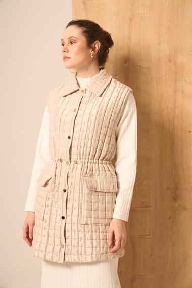 FTZ Women Kadın Parlak Kapitone Yelek  Beige 31256