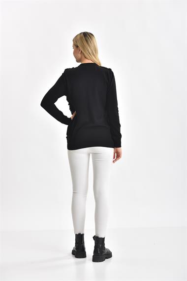 FTZ Women Kadın Peluş Fermuarlı hırka  Siyah 21-1363