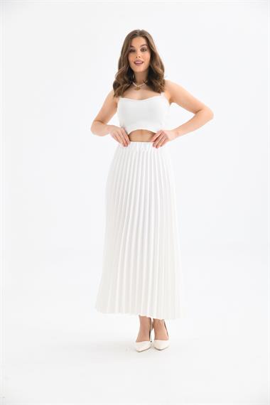 FTZ Women Kadın Plise Etek  Ekru 30390