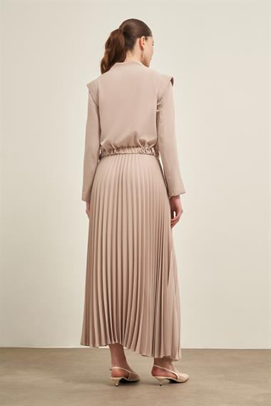 FTZ Women Kadın Plise Etekli Takım  Beige 31024