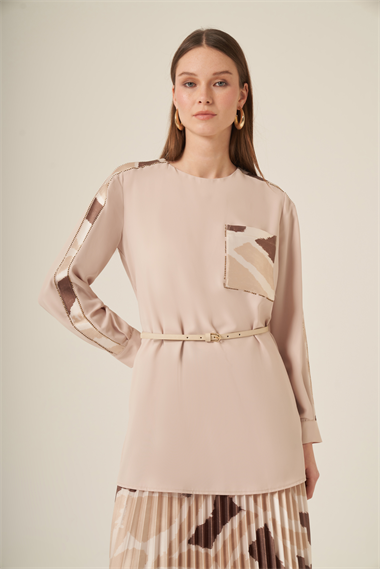 FTZ Women Kadın Plise Etekli Takım  Beige 31309