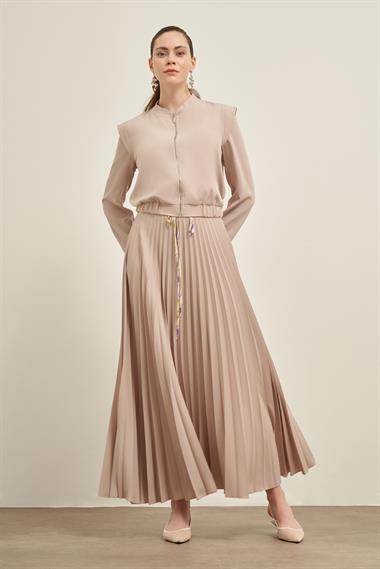 FTZ Women Kadın Plise Etekli Takım  Beige 31024