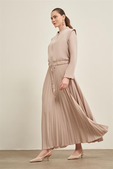 FTZ Women Kadın Plise Etekli Takım  Beige 31024