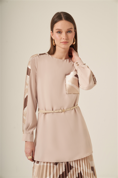 FTZ Women Kadın Plise Etekli Takım  Beige 31309