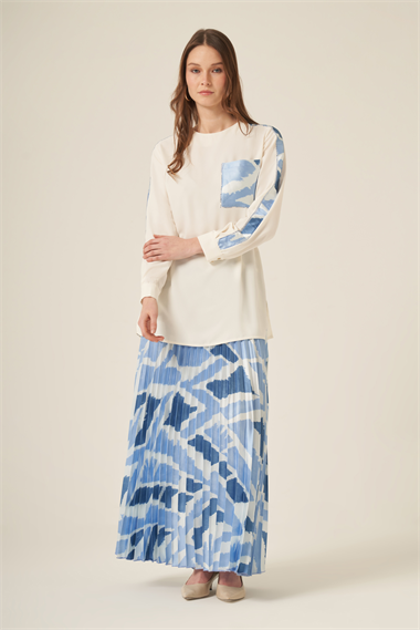 FTZ Women Kadın Plise Etekli Takım  Ekru 31309