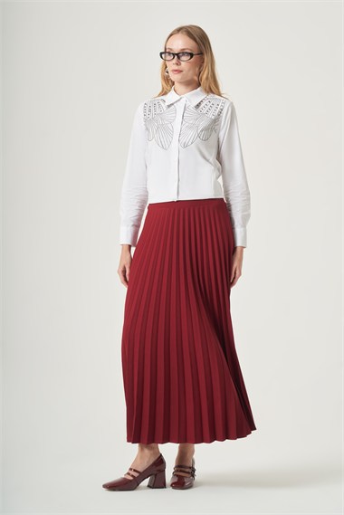 FTZ Women Kadın Pliseli Etek  Cherry 30390