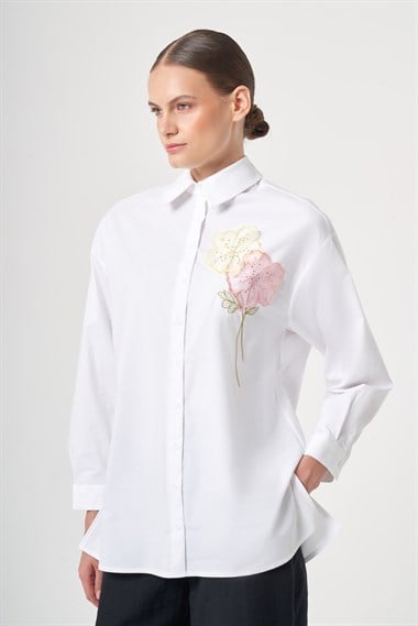 FTZ Women Kadın Poplin Gömlek  Beyaz 31436