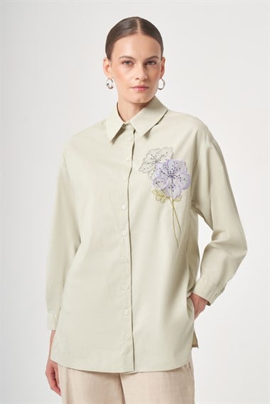 FTZ Women Kadın Poplin Gömlek  Mint 31436